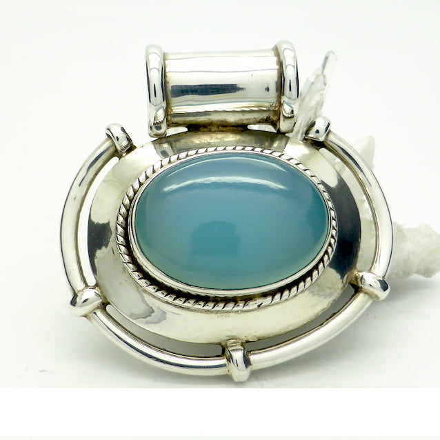 Large Blue Chalcedony Pendant | constant sky blue | Steampunk design | Peace Tranquility Healing | 925 Sterling Silver | Spiritual progress | Genuine Gems from Crystal Heart Melbourne Australia since 1986
