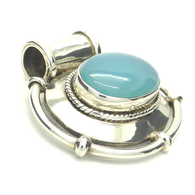 Large Blue Chalcedony Pendant | constant sky blue | Steampunk design | Peace Tranquility Healing | 925 Sterling Silver | Spiritual progress | Genuine Gems from Crystal Heart Melbourne Australia since 1986