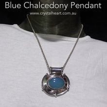 Load image into Gallery viewer, Large Blue Chalcedony Pendant | constant sky blue | Steampunk design | Peace Tranquility Healing | 925 Sterling Silver | Spiritual progress | Genuine Gems from Crystal Heart Melbourne Australia since 1986