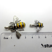 Load image into Gallery viewer, Bee Jewelry | 925 Sterling silver with Black and Gold Enamel | Earrings | Pendant | Creativity fertility Goddess wisdom power | Melissa | Merovingian | Crystal Heart Melbourne Australia since 1986