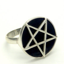 Load image into Gallery viewer, Silver Pentacle on Black Onyx Ring | 925 Sterling Silver | Wisdom and Protection &amp; Harmony | Crystal Heart Melbourne Australia since 1986