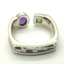 Load image into Gallery viewer, Amethyst and Tourmaline Ring, Faceted Stones, 925 Silver, f