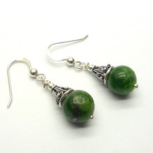 Load image into Gallery viewer, Chrome Diopside Bead Earrings | 925 Sterling Silver | Bright Jade Green Translucent Gemstone | High Vibration Powerful Heart Healing &amp; Transformation  | Genuine Gems from Crystal Heart Melbourne Australia since 1986