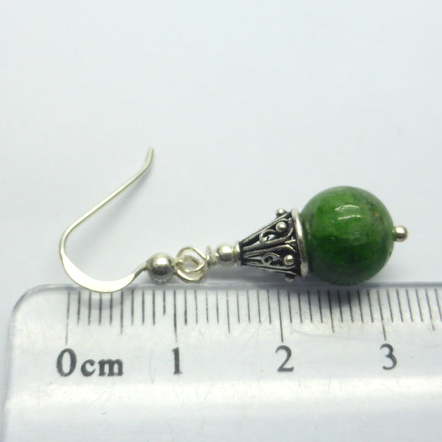 Chrome Diopside Bead Earrings | 925 Sterling Silver | Bright Jade Green Translucent Gemstone | High Vibration Powerful Heart Healing & Transformation  | Genuine Gems from Crystal Heart Melbourne Australia since 1986