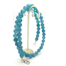 Load image into Gallery viewer, Aquamarine Necklace | 8 mm faceted beads | Length 46 cms | 925 Sterling Silver | Good Colour, some Transparency | Genuine Gems from Crystal Heart Australia since 1986