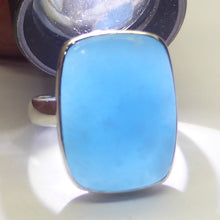 Load image into Gallery viewer, Smithsonite Ring | Onlong Cabochon | Delicious Sky Blue | Classic Bezel set with open Back | US Size 6 | AUS or UK size L1/2 | Calm Emotional Healing Balance | Pisces Virgo | Genuine Gems from Crystal Heart Melbourne Australia since 1986