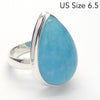 Smithsonite Ring | Teardrop Cabochon | Delicious Sky Blue | Classic Bezel set with open Back | US Size 6.5 | AUS or UK size M 1/2 | Calm Emotional Healing Balance | Pisces Virgo | Genuine Gems from Crystal Heart Melbourne Australia since 1986