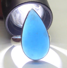 Load image into Gallery viewer, Smithsonite Ring | Teardrop Cabochon | Delicious Sky Blue | Classic Bezel set with open Back | US Size 7 | AUS or UK size N 1/2 | Calm Emotional Healing Balance | Pisces Virgo | Genuine Gems from Crystal Heart Melbourne Australia since 1986