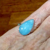Smithsonite Ring | Teardrop Cabochon | Delicious Sky Blue | Classic Bezel set with open Back | US Size 7 | AUS or UK size N 1/2 | Calm Emotional Healing Balance | Pisces Virgo | Genuine Gems from Crystal Heart Melbourne Australia since 1986