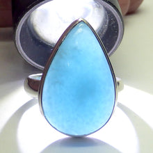 Load image into Gallery viewer, Smithsonite Ring | Teardrop Cabochon | Delicious Sky Blue | Classic Bezel set with open Back | US Size 8 | AUS or UK size P 1/2 | Calm Emotional Healing Balance | Pisces Virgo | Genuine Gems from Crystal Heart Melbourne Australia since 1986
