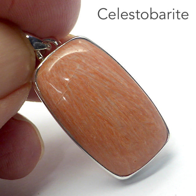 Celestobarite Pendant, Oblong Cabochon, 925 Silver, r1