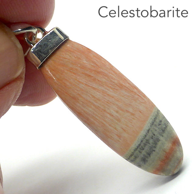 Celestobarite Pendant, Oval Cabochon, 925 Silver, r2