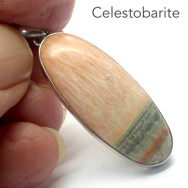 Celestobarite Pendant | rare |  Oval cabochon | 925 Sterling Silver Cap | Open Back | Shaman Stone | Connect Heaven and Earth | Heart and Crown | Healing and guidance on your path | Genuine Gems from Crystal Heart Melbourne Australia since 1986