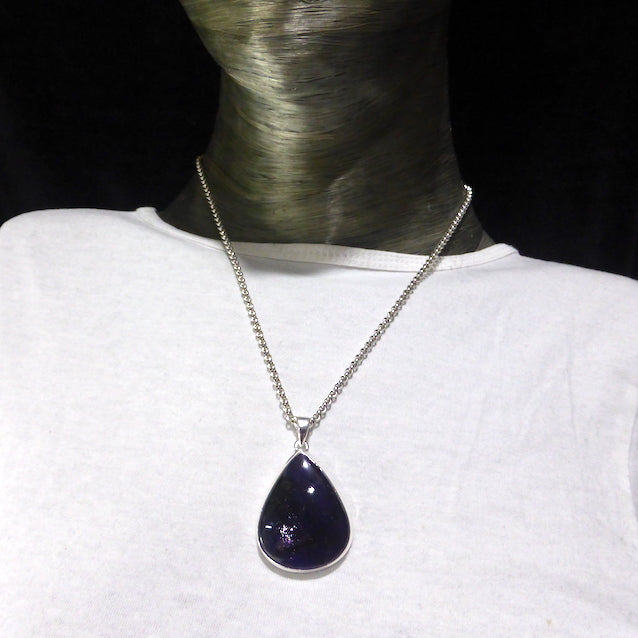 Iolite Sunstone Pendant Teardrop Cabochon 925 Silver r4