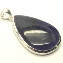 Load image into Gallery viewer, Iolite (Water Sapphire) with sparkling small gold inclusions of Hematite | rare |  Teardrop cabochon Pendant | 925 Sterling Silver | Open Back | Positive Optimism and guidance on your path | Genuine Gems from Crystal Heart Melbourne Australia since 1986