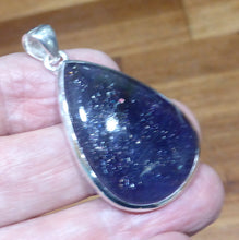 Load image into Gallery viewer, Iolite (Water Sapphire) with sparkling small gold inclusions of Hematite | rare |  Teardrop cabochon Pendant | 925 Sterling Silver | Open Back | Positive Optimism and guidance on your path | Genuine Gems from Crystal Heart Melbourne Australia since 1986