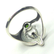 Load image into Gallery viewer, Chrome Diopside Ring | Vibrant Green Faceted Rounds |Spiral Goddess | Celtic Knotwork Crescent Moon  | 925 Sterling Silver | Simple Setting | US Size 6 7 or 9 | Genuine Gems from  Crystal Heart Melbourne Australia since 1986