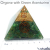Orgonite Pyramid embedded with sparkling Green Aventurine Chips | Clear Crystal Point conduit in Copper Spiral | Accumulate Orgone Energy | All Round Healing | Crystal Heart Melbourne Australia since 1986
