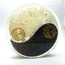 Load image into Gallery viewer, Large Orgonite Yin Yang Coaster with Black Tourmaline and White Selenite | The perfect representation of Universal Balance | Accumulate Orgone Energy | Harmony and Purifying Energies | Meditation | Crystal Heart Melbourne Australia since 1986