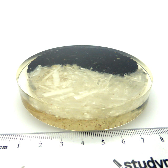 Large Orgonite Yin Yang Coaster with Black Tourmaline and White Selenite | The perfect representation of Universal Balance | Accumulate Orgone Energy | Harmony and Purifying Energies | Meditation | Crystal Heart Melbourne Australia since 1986
