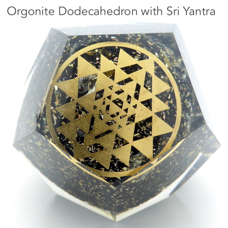 Orgonite Dodecahedron with Black Tourmaline & Sri Yantra Mandala