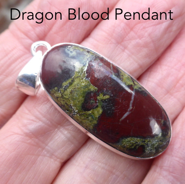 Dragon's Blood Cabochon Pendant | 925 Sterling Silver Setting | Open Back | Creativity Focus | Manifestation | Self Reflection before Action | Genuine Gems from Crystal Heart Melbourne Australia since 1986