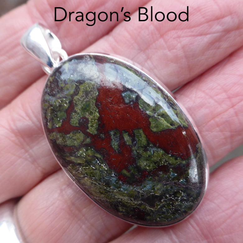 Dragon's Blood Cabochon Pendant | 925 Sterling Silver Setting | Open Back | Creativity Focus | Manifestation | Self Reflection before Action | Genuine Gems from Crystal Heart Melbourne Australia since 1986