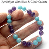 Amethyst and Blue Quartz Stretch Bead Bracelet | Fair Trade | Genuine Gems from Crystal Heart Melbourne Australia since 1986