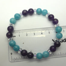 Load image into Gallery viewer, Amethyst and Blue Quartz Stretch Bead Bracelet | Fair Trade | Genuine Gems from Crystal Heart Melbourne Australia since 1986