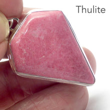 Load image into Gallery viewer, Thulite (Rosaline) Cabochon Pendant | 925 Sterling Silver | Bezel set | open back | Perfect deep pinkish red Zoisite variety from Norway | Healing Nurturing Relationship Emotional Trauma | Public speaking | Genuine Gems from Crystal Heart Melbourne Australia since 1986