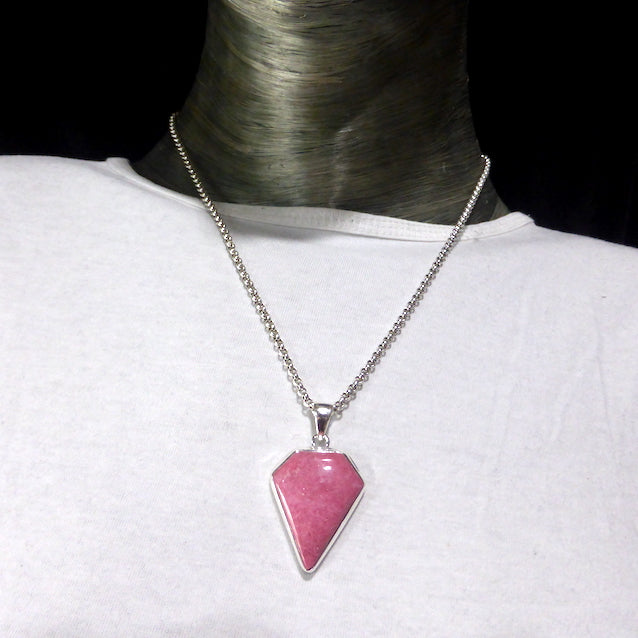 Thulite (Rosaline) Cabochon Pendant | 925 Sterling Silver | Bezel set | open back | Perfect deep pinkish red Zoisite variety from Norway | Healing Nurturing Relationship Emotional Trauma | Public speaking | Genuine Gems from Crystal Heart Melbourne Australia since 1986