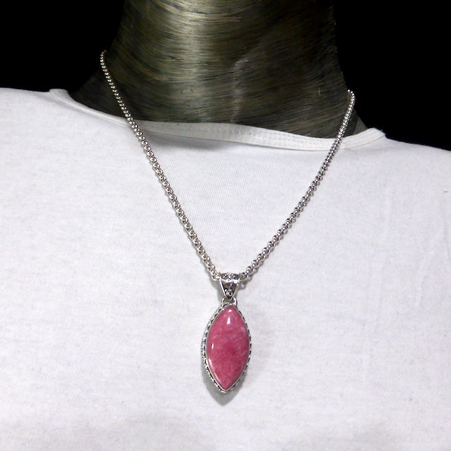 Thulite (Rosaline) Cabochon Pendant | 925 Sterling Silver | Bezel set | open back | Perfect deep pinkish red Zoisite variety from Norway | Healing Nurturing Relationship Emotional Trauma | Public speaking | Genuine Gems from Crystal Heart Melbourne Australia since 1986
