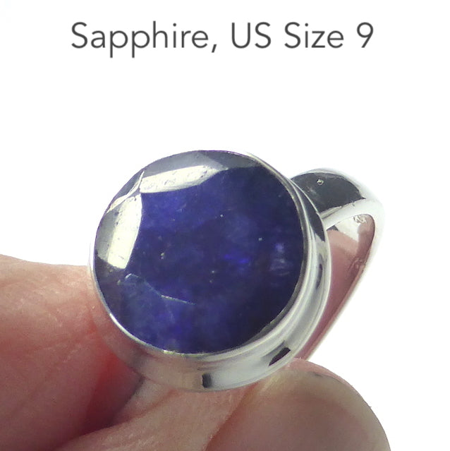 Sapphire Ring, Faceted Round, 925 Silver, r6
