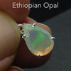 Ethiopian Solid Opal Pendant | Small Faceted Teardrop Cabochon | Green & Red Flash | 925 Silver | Claw Set | Open Back | Genuine Gems from Crystal Heart Australia since 1986