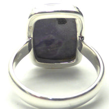 Load image into Gallery viewer, Violet Flame Opal Ring | Oblong Cabochon | Mexico | 925 Sterling Silver | US Ring Size 7.5 | AUS Size O1/2 | Bezel Set | Open Back | White Opal with Violet Surge | Spiritual Vision | Rest and Recharge | Patience in Action | Genuine Gems from Crystal Heart Melbourne Australia since 1986