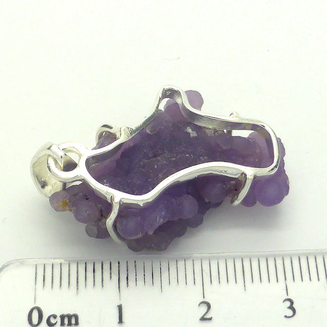 Purple Grape Chalcedony Pendant | Claw set | Open Back | 925 Sterling Silver | Beautiful formation of Purple Botryoidal Chalcedony from Indonesia | Magical formation to inspire the imagination | Combines Amethyst and Chalcedony | Genuine Gems from  Crystal Heart Melbourne Australia since 1986.