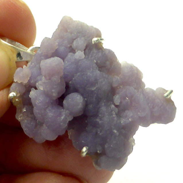 Purple Grape Chalcedony Pendant | Claw set | Open Back | 925 Sterling Silver | Beautiful formation of Purple Botryoidal Chalcedony from Indonesia | Magical formation to inspire the imagination | Combines Amethyst and Chalcedony | Genuine Gems from  Crystal Heart Melbourne Australia since 1986.
