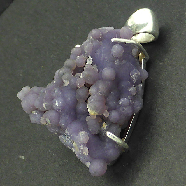 Purple Grape Chalcedony Pendant | Claw set | Open Back | 925 Sterling Silver | Beautiful formation of Purple Botryoidal Chalcedony from Indonesia | Magical formation to inspire the imagination | Combines Amethyst and Chalcedony | Genuine Gems from  Crystal Heart Melbourne Australia since 1986.