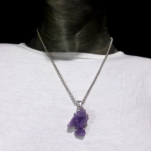 Purple Grape Chalcedony Pendant | Claw set | Open Back | 925 Sterling Silver | Beautiful formation of Purple Botryoidal Chalcedony from Indonesia | Magical formation to inspire the imagination | Combines Amethyst and Chalcedony | Genuine Gems from  Crystal Heart Melbourne Australia since 1986.