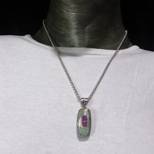Load image into Gallery viewer, Ruby in Fuschite Pendant, Oblong, Ornate 925 Silver, r4