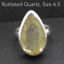 Load image into Gallery viewer, Rutilated Quartz Ring | Angels Hair | Faceted Teardrop | 925 Sterling Silver | US 6.5 | AUS or UK Size M1/2 | Crown Chakra | New Dir