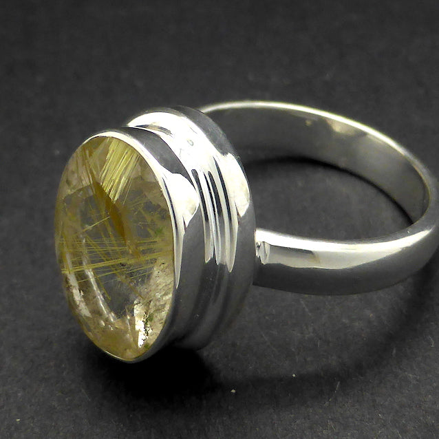 Rutilated Quartz Ring | Angels Hair | Faceted Teardrop | 925 Sterling Silver | US Size 7 | AUS or UK Size N1/2 | Crown Chakra | New Directions | Prosperity | Genuine Gems from Crystal Heart Australia since 1986