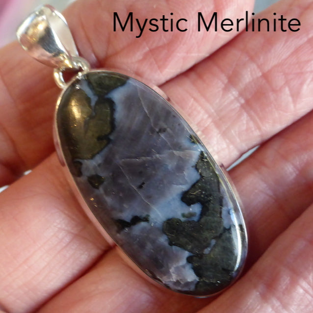Mystic Merlinite Pendant | Oval Cabochon | 925 Sterling Silver | Psychic Power | Delve into your inner core | Genuine gems from Crystal Heart Melbourne Australia since 1986