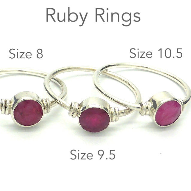 Ruby Ring, Faceted Round, 925 Silver, r1