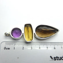 Load image into Gallery viewer, Faceted Amethyst, Smoky Quartz and Natural Citrine Pendant, | 925 Sterling Silver | Flawless A Grade Stones with excellent colour | Abundant Energy Repel Negativity | Spiritual Vision | Comes with valuation | Genuine Gems from Crystal Heart Melbourne Australia  since 1986