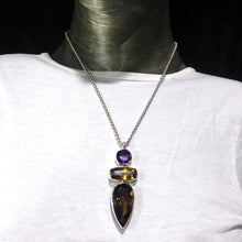 Load image into Gallery viewer, Faceted Amethyst, Smoky Quartz and Natural Citrine Pendant, | 925 Sterling Silver | Flawless A Grade Stones with excellent colour | Abundant Energy Repel Negativity | Spiritual Vision | Comes with valuation | Genuine Gems from Crystal Heart Melbourne Australia  since 1986