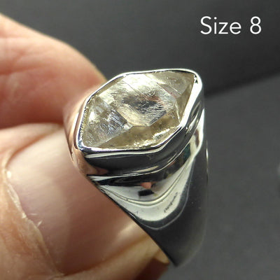 Herkimer Diamond Solitaire Ring | 925 Sterling Silver | Herkimer County NY State | Bezel Set | Open Back | US Size 8, 8.5 and 9 | Genuine Gems from Crystal Heart Melbourne Australia since 1986