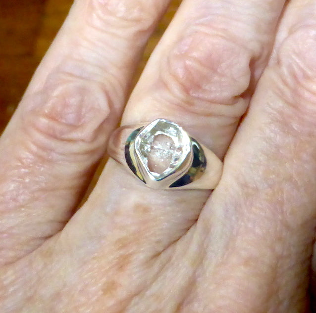 Herkimer Diamond Solitaire Ring | 925 Sterling Silver | Herkimer County NY State | Bezel Set | Open Back | US Size 8, 8.5 and 9 | Genuine Gems from Crystal Heart Melbourne Australia since 1986