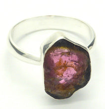 Load image into Gallery viewer, Watermelon Tourmaline Ring | Raw Slice | 925 Sterling Silver Band | US Size 7.5 | AUS Size O1/2 | Star Stone Virgo Gemini Libra Taurus | Genuine Gems from Crystal Heart Melbourne Australia since 1986