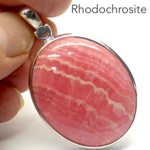 Load image into Gallery viewer, Rhodochrosite Pendant |  Salmon Red with characteristic white curved inclusions | Quality 925 Sterling Silver Setting with open back | Deep compassion, wish fulfillment | Genuine Gems from Crystal Heart Melbourne Australia since 1986